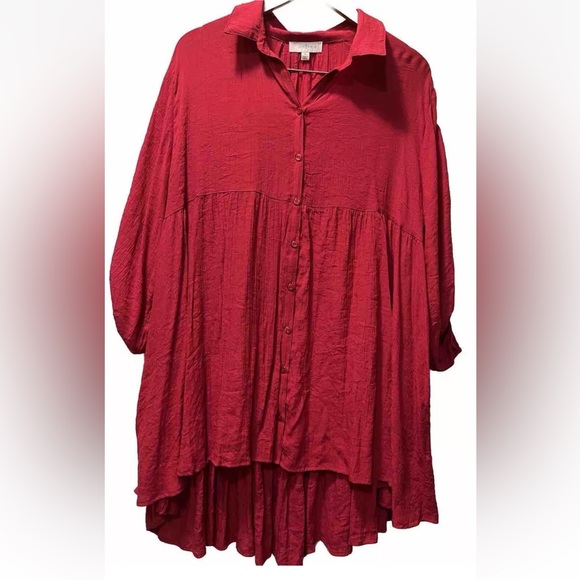 UMGEE USA Red Tiered Tunic Plus Size B56 1X - Picture 1 of 5